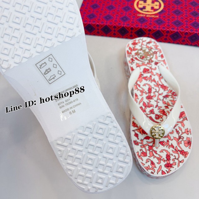 TORY BURCH2021年夏季新款女款坡跟人字拖TB官方春夏季主打款女士人字拖 dx2377